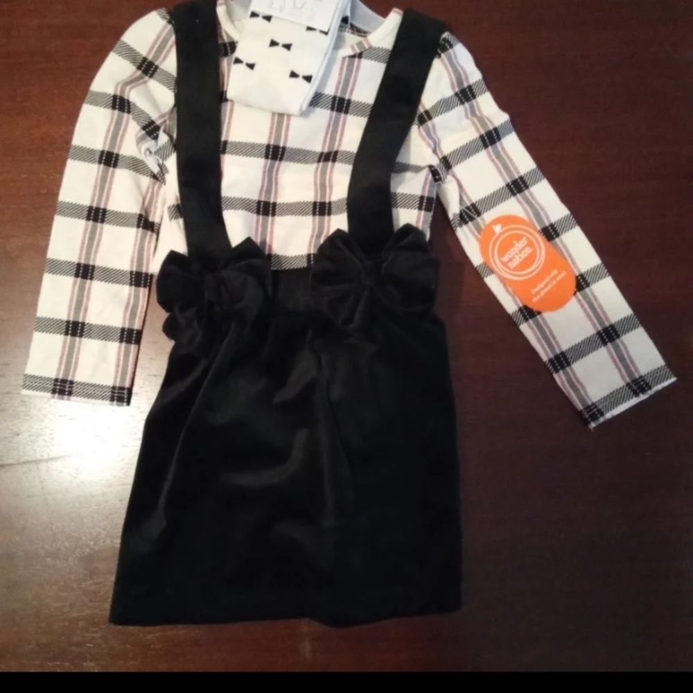 Wonder Nation Plaid and Black Kids Suspender Dress